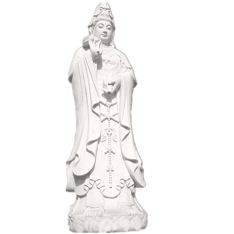 Fabrika prezioa erlijiozko Avalokitesvara eskultura tamaina naturaleko marmolezko Kwan-yin estatua salgai