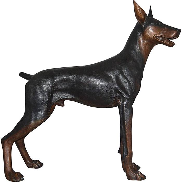 Západný bronzový zlatý retriever v životnej veľkosti Socha nemeckej dogy Doberman Pes