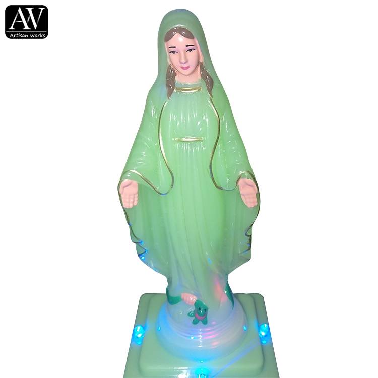 Estàtua de resina LED de bona qualitat - resina de plàstic de decoració nadalenca amb estàtua de Maria religiosa led - Atisan Works