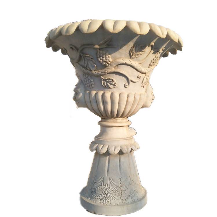 Sculpture architecturale de bonne qualité – Pot de fleurs extérieur en marbre pour sculpture de pot de fleurs en pierre de jardin – Atisan Works