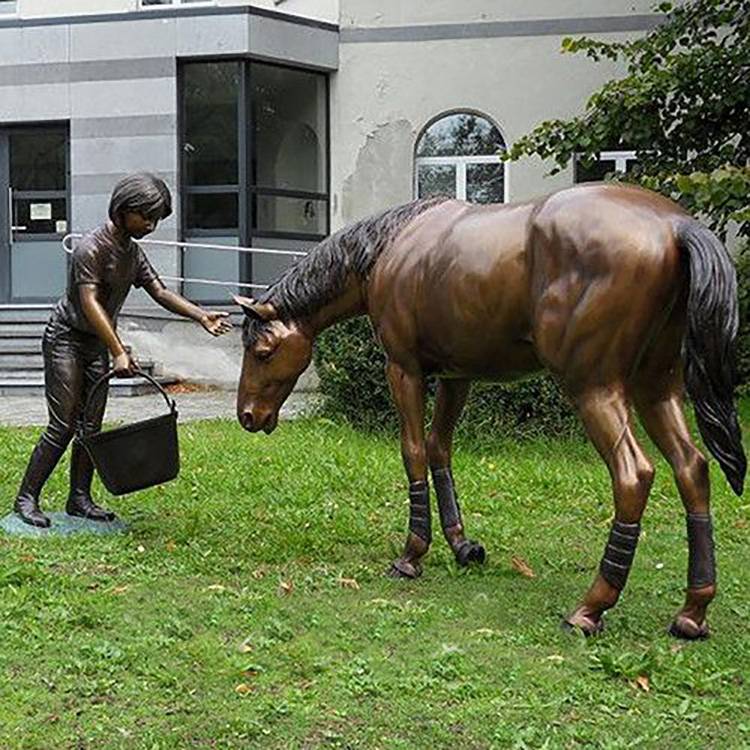 Vrtna bronasta skulptura angelska skulptura konja živalski vrtni kipi
