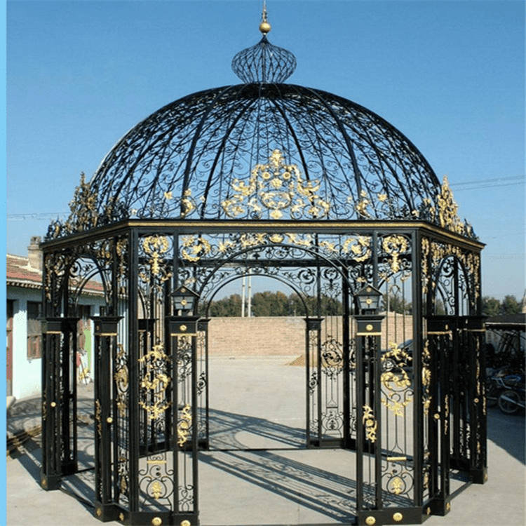 Pavillon rectangulaire en métal de gazebo extérieur antique utilisé par jardin à vendre