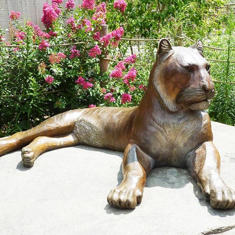 Desain baru yang populer taman patung macan tutul kuningan antik hewan perunggu ukuran hidup