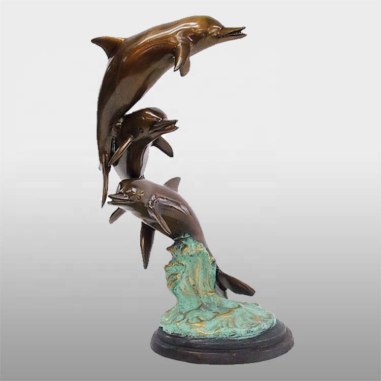 Dekorimi i kopshtit Dekor bronzi, statuja e madhe e delfinit