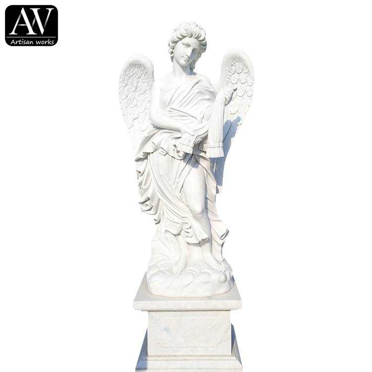 2018 Statuie din piatră de bună calitate - Sculptură înger de marmură de grădină mare lustruită în aer liber de vânzare - Atisan Works