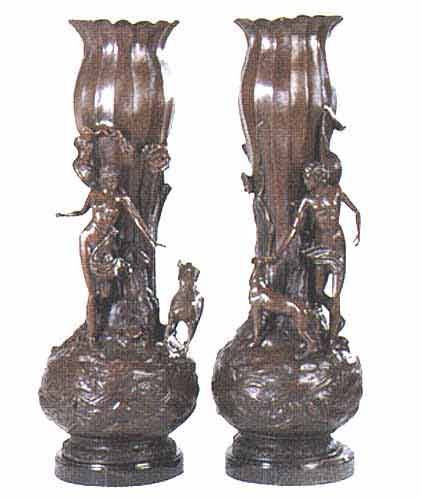 Escultura arquitetônica de boa qualidade - vaso de planta de bronze antigo e escultura de urnas para decoração - Atisan Works