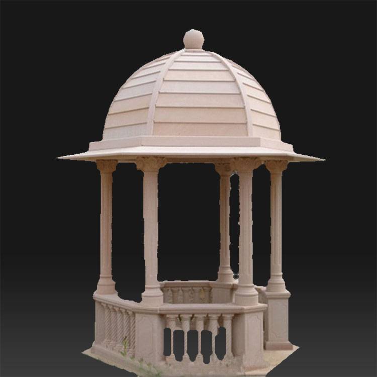 Kakovosten paviljon/paviljon – Visokokakovosten velik zunanji stebriček za sončni zahod v rdečem kamnu izklesan paviljon naprodaj – Atisan Works