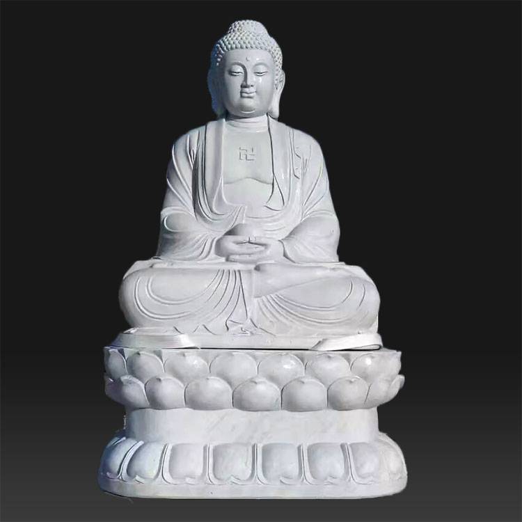 håndskåret høy marmor stein sittende buddha statue til salgs