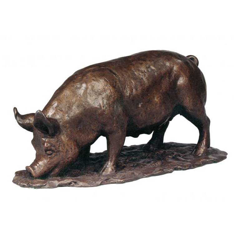 تندیس حیوانات دکوراسیون فضای باز فلزی مجسمه خوک برنزی باغچه ای برای فروش