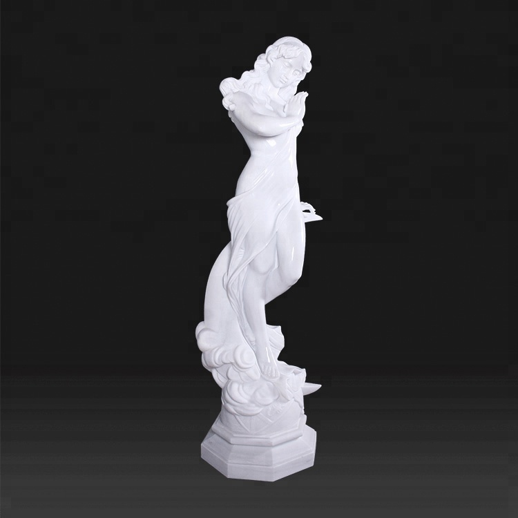 Lauko marmuro akmens drožyba nuogos moters sodo skulptūra