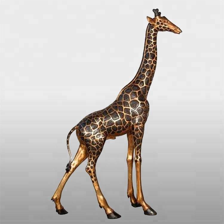 Lēta apdare dārza misiņa statujas žirafes skulptūra