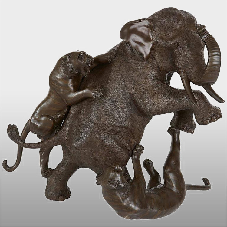 бронзова скулптура на майка и слонче за вътрешен декор