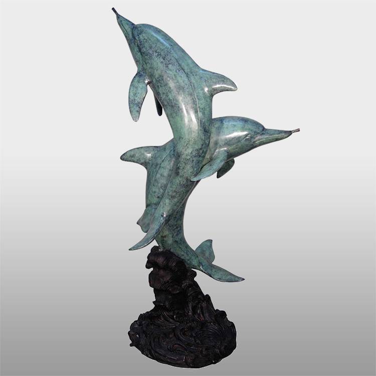 Fontana di buona qualità – Grande scultura per fontana da esterno con delfino in fusione di metallo antico – Atisan Works