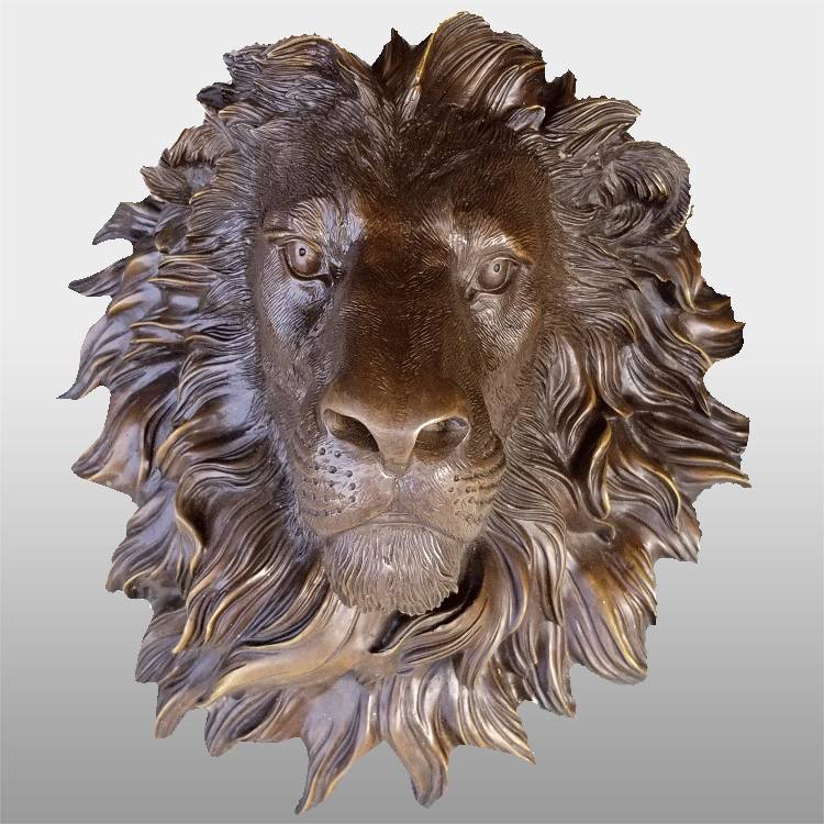 Großer Rabatt auf Bronze-Panther-Skulptur – Dekorative weiße Löwenkopfstatue aus Bronzeguss – Atisan Works