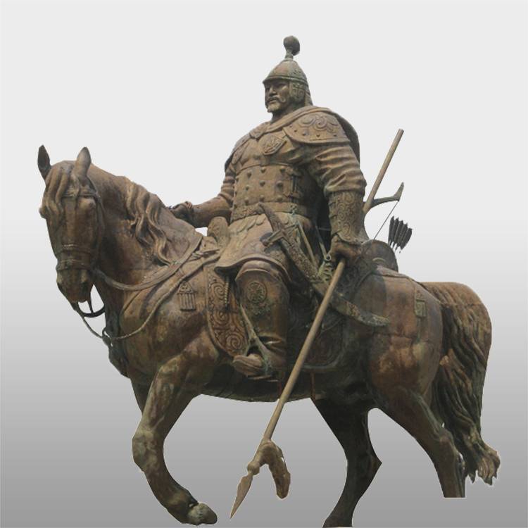 Dekorativ stor storlek brons antik häst och krigare staty till salu
