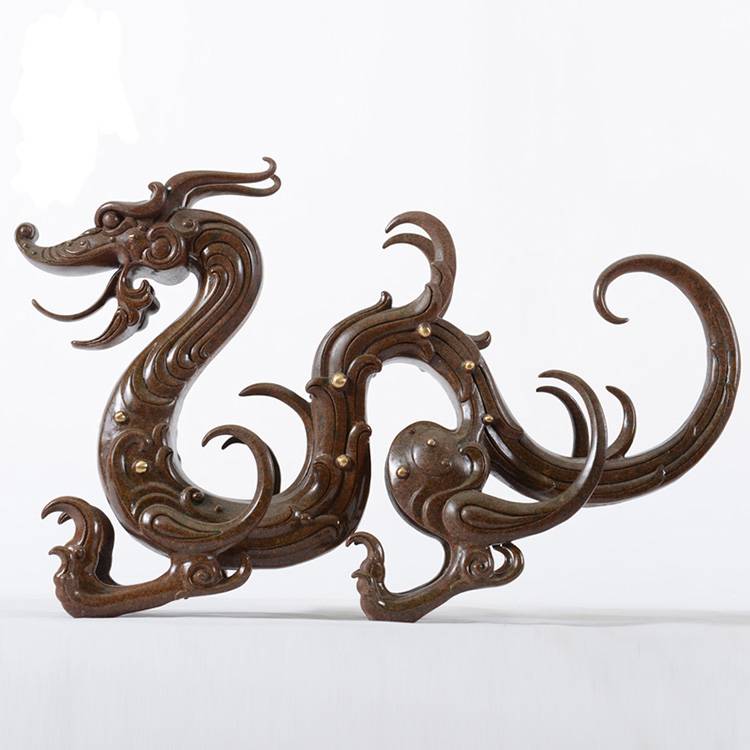 скулптура на отворено во природна големина бронзени кинески статуи од градината на змејот