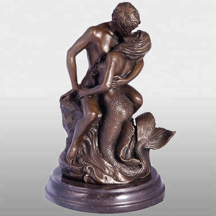 Фабрична търговия на едро с бронзова статуя на русалка - голям размер бронзова скулптура на маса с русалка за продажба – Atisan Works