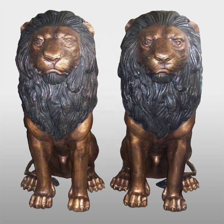Statues en bronze antiques de lion grandeur nature personnalisées de décoration extérieure