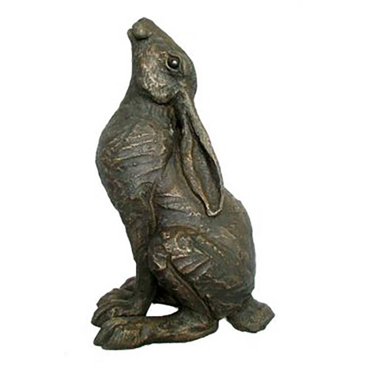 Parkdecoratie metalen gietsculptuur modern levensgroot bronzen konijnenstandbeeld te koop