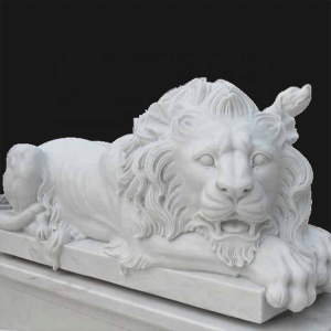 Escultura de leão em pedra de mármore de tamanho grande personalizada para exterior