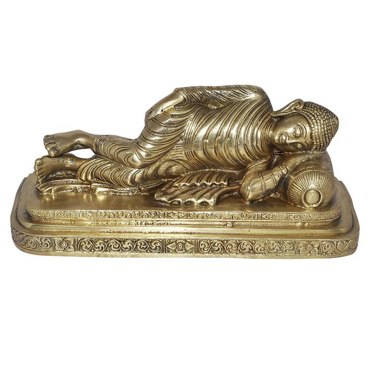 varmt salg 2020 bronse tibetansk sovende buddha-statue for hjemmeinnredning