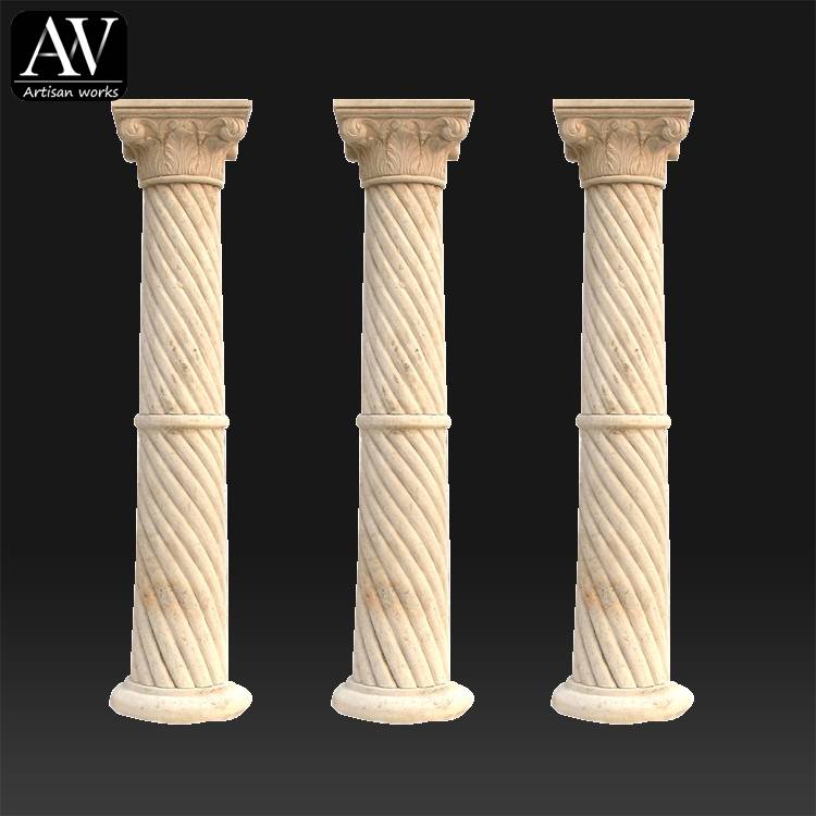 Escultura arquitetônica de boa qualidade - Colunas de pedra decorativa sólida de canto interno, colunas ocas de pilar redondo romano de venda quente para venda - Atisan Works