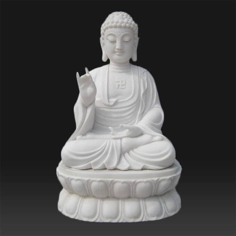 Handsnidad söt buddhastaty med naturliga egenskaper i marmorsten