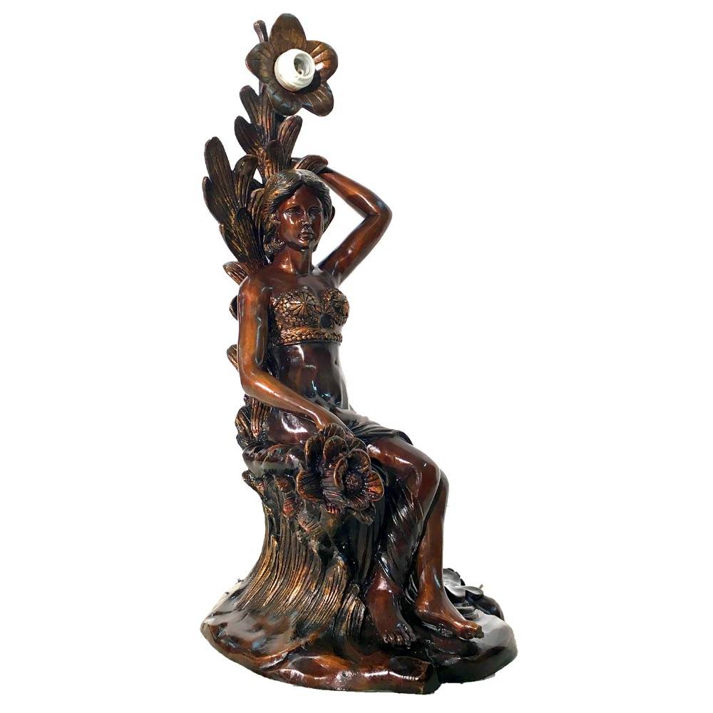 Lámparas de escultura de dama de estatua de Virgen María de bronce de estilo moderno