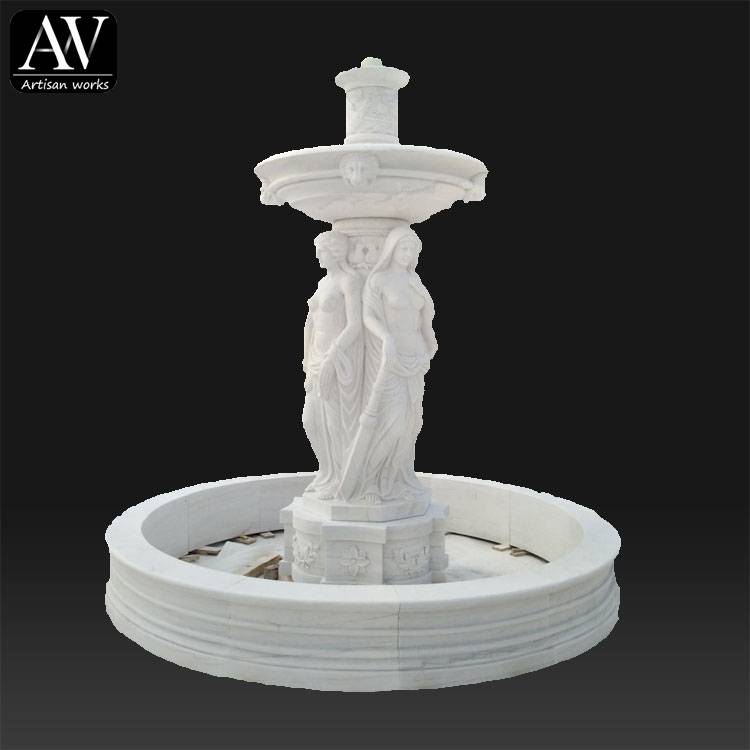 Tiek pārdota ķīniešu āra dabiskā akmens strūklaka, kas spēlē bērnu grieķu figūru, balta marmora ūdens strūklaku