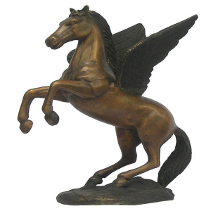 Скулптура на кон с голяма бронзова декорация на открито
