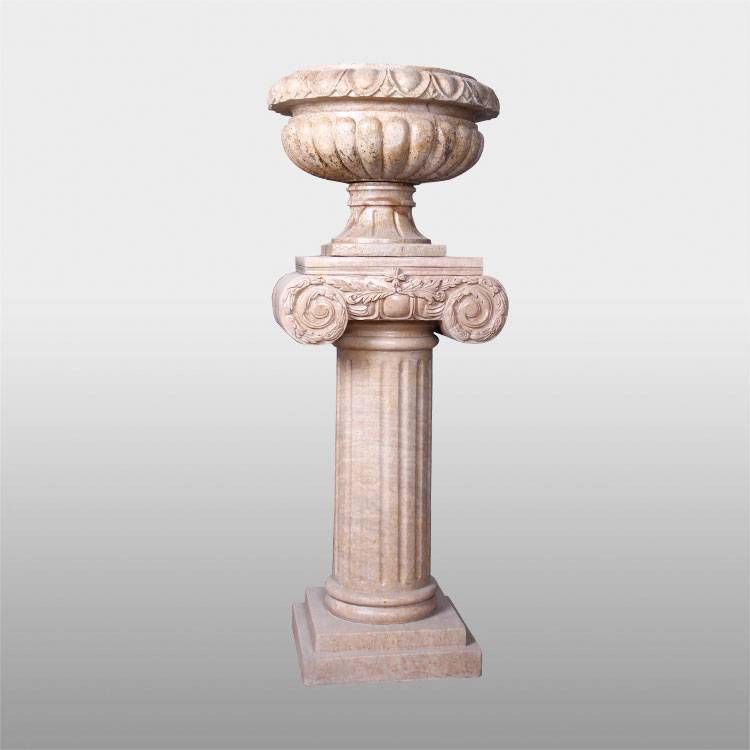 Sculpture de pot de fleurs en pierre naturelle de style romain