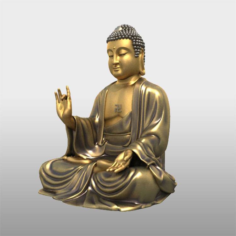 Religiöses Kunsthandwerk, lebensgroße Bronze-Goldskulptur, Gautama-Buddha-Statue