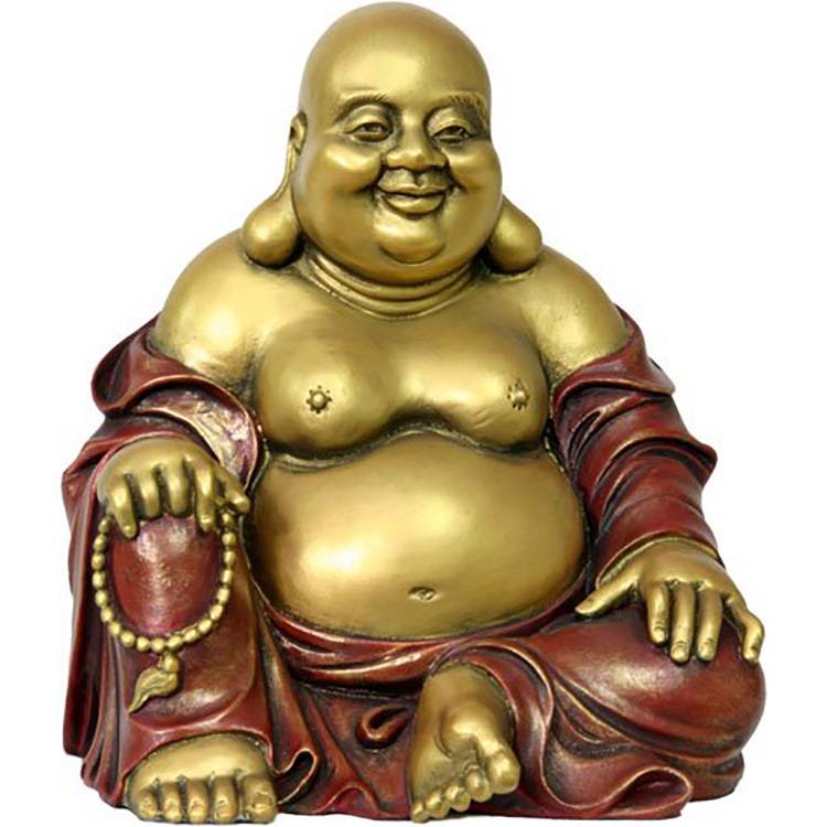 Kerajinan religius patung emas perunggu seukuran patung Buddha tersenyum