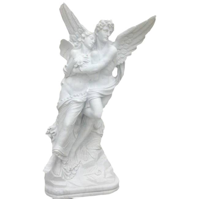 गर्म बिक्री फैक्टरी पग एन्जिल मूर्ति - संगमरमर अभिभावक देवदूत प्रसिद्ध मानस कामदेव के चुंबन मूर्तियों द्वारा पुनर्जीवित - एटिसन वर्क्स
