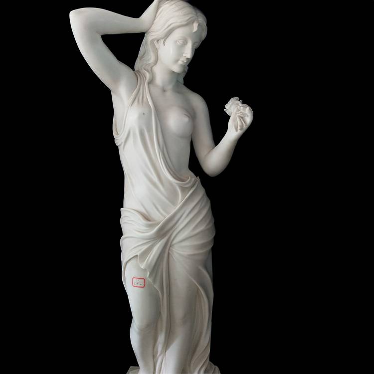 Скульптура оголеної леді з білого білого мармуру ручної роботи