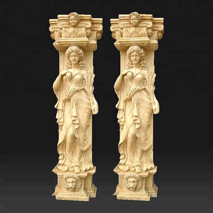 Escultura arquitectònica de bona qualitat - Columna de marbre romà d'imitació blanca per a casaments barats - Atisan Works