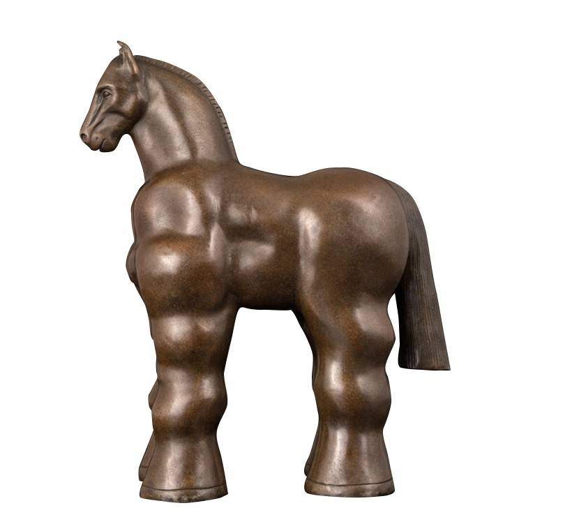 Samfurin Kyauta na Ma'aikata Masoyan Tagulla Sculpture - Girman Rayuwar Ado na Foal Bronze Botero Dokin Doki - Atisan Works