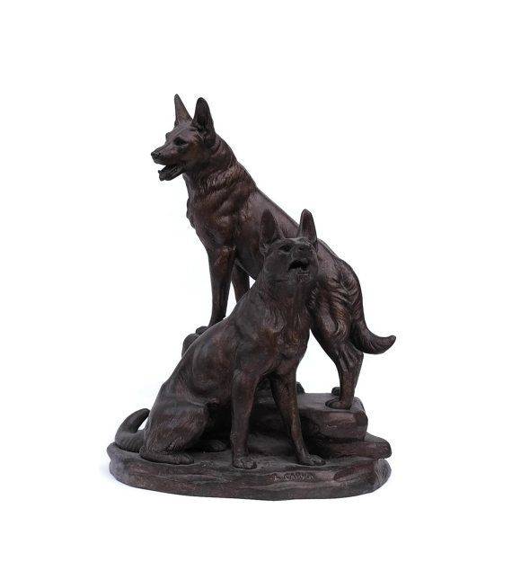 Ukuran urip nggantheng Bronze German Shepherd Dog Patung Art Dekorasi for Sale