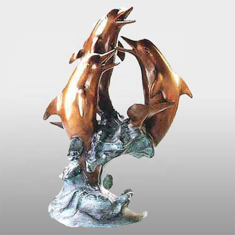 Scultura di delfini in bronzu di animali di giardinu decorativu per esterni