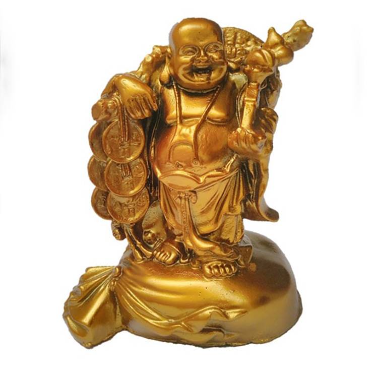stora religiösa teman skrattande buddhastatyer i brons eller mässing