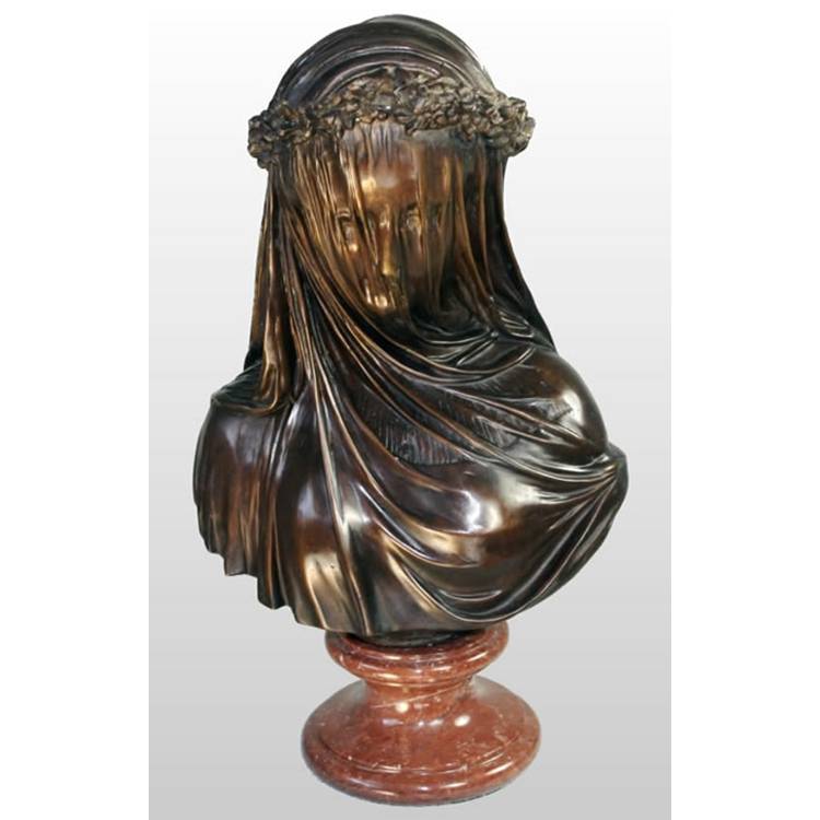 Opera d'arte personalizzata scolpita a mano con statua di busto di ragazza in velo