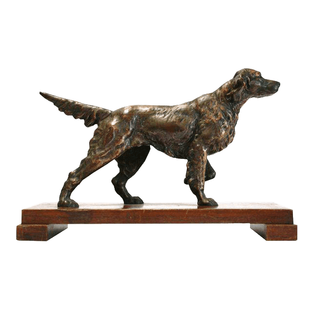 Dekor kovové řemeslné sošky psů v životní velikosti
