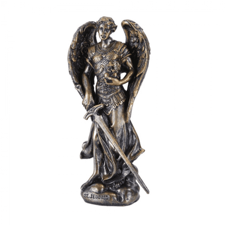 Religijska metalna statua od velikog bronzanog anđela u prirodnoj veličini