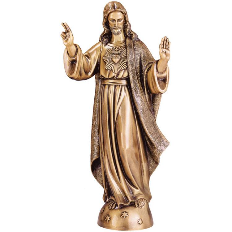 Produttore cinese di statua in bronzo di Bulldog - Scultura religiosa a grandezza naturale, grande scultura di Gesù in bronzo dorato in vendita - Atisan Works