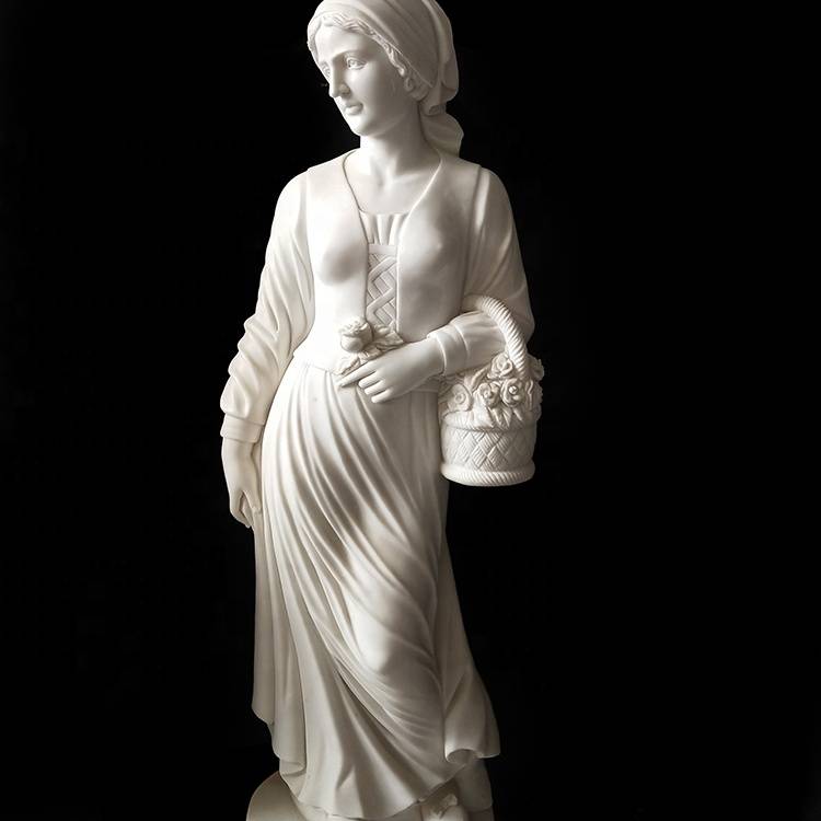 Natursten Famale statyer Hand Caved vit marmor mänsklig skulptur