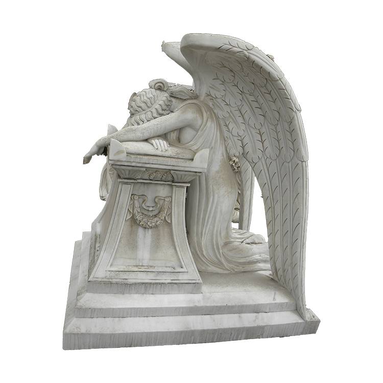 Gardian decor de grădină Life Size Weeping Angel Memorial Tombstone staue de marmură de vânzare