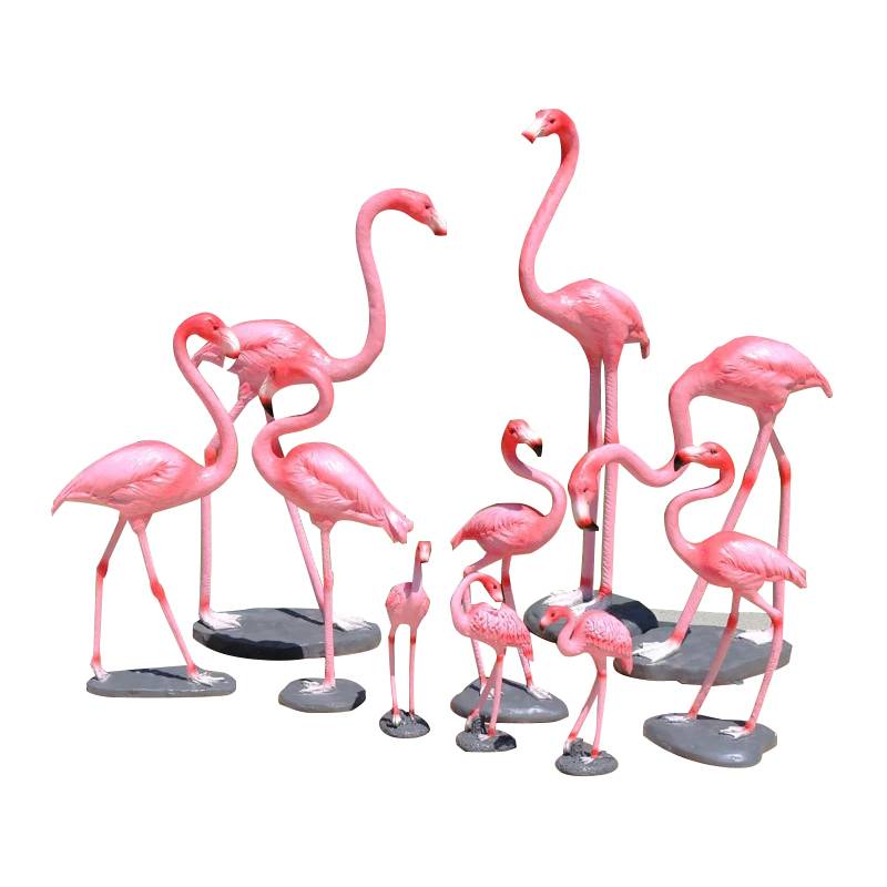 escultura de fibra de vidro flamingo de resina para decoração externa