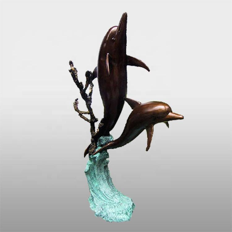 Trädgårdsdekoration brons stor djur delfin staty