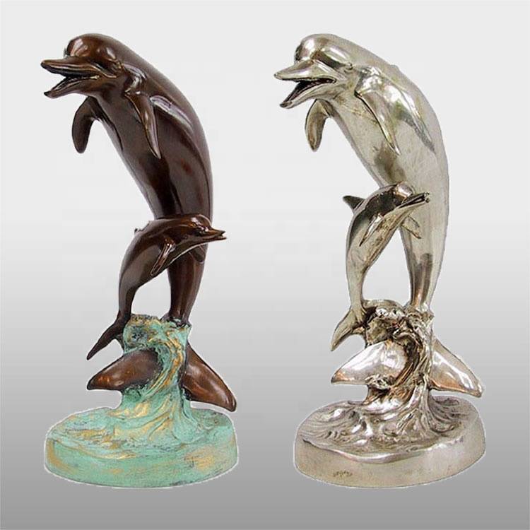Декоративная бронзовая скульптура дельфина по индивидуальному дизайну