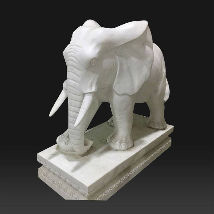 Dekorasi taman patung gajah marmer ukuran urip kanggo didol